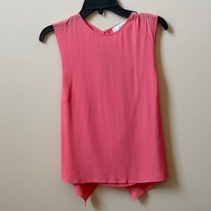 Italian Silk Blend Coral Pink Sleeveless Blouse - NEW